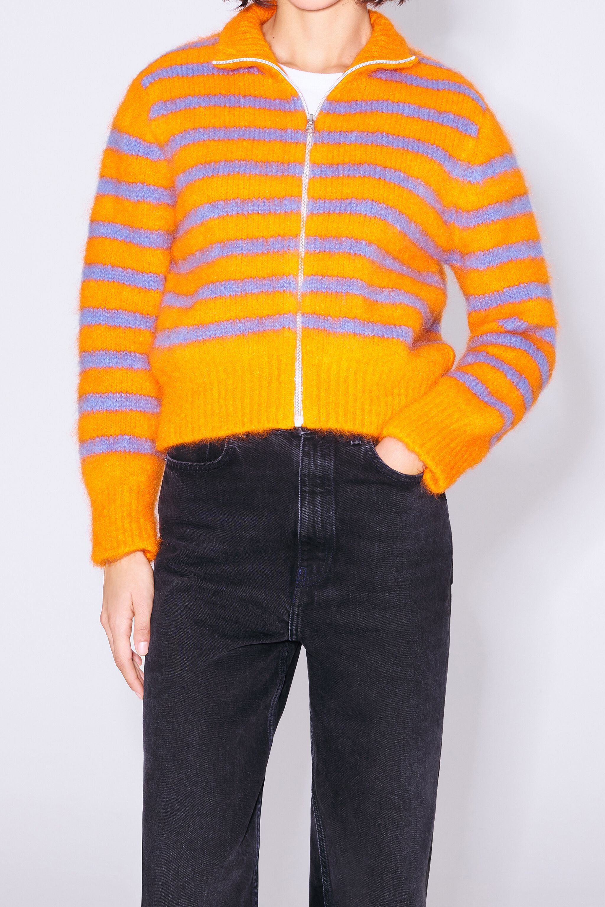 Neon orange mohair cardigan