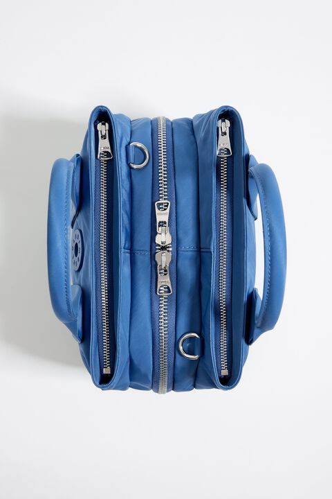 S blue tote bag