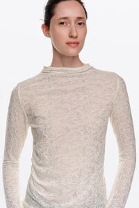 Ivory wool jacquard T-shirt