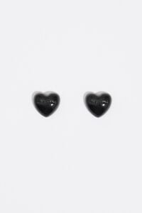 Black enameled heart earrings