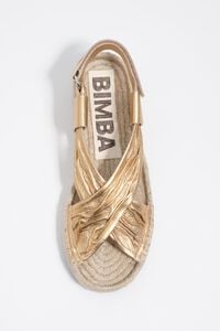 Gold leather jute wedge sandal