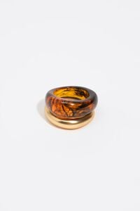 Set 2 Ringe Harz Bernstein-Effekt Braun und Gold