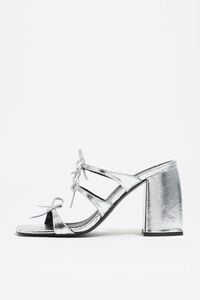 Silver leather heeled sandal