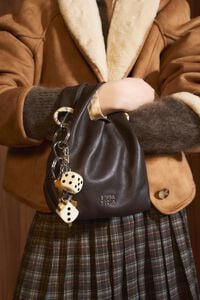 Шкіряна мінісумка Paper bag кавового кольору