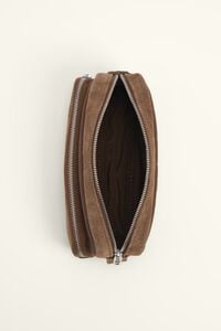 Dark khaki cotton and suede pocket case