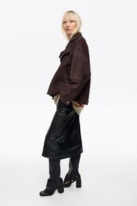 Cazadora cruzada ante marr&oacute;n oscuro