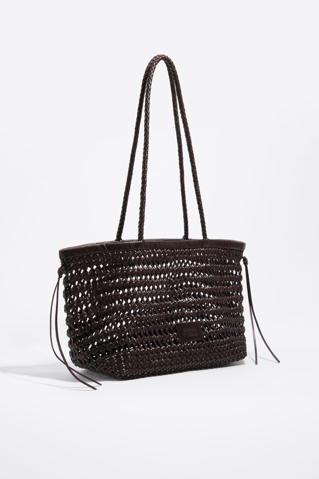 Bolso shopper grande trenzado piel marron oscuro