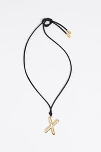 Collar letra X cord&oacute;n dorado mate