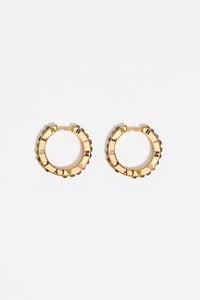 Multicolored crystals and logo hoop earrings