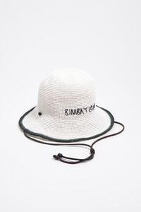 White raffia-effect hat