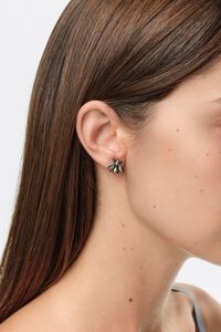 Bee earrings in aged silver with crystals