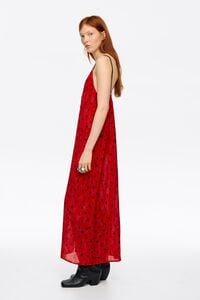 Vestido doble tirante cordones Cheeta Dots rojo