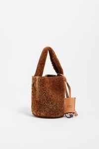 Brown leather mini Bucket bag
