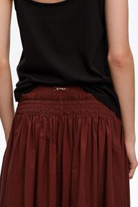 Brown A-line maxi slit skirt