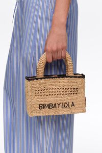 Natural raffia plaited mini bag
