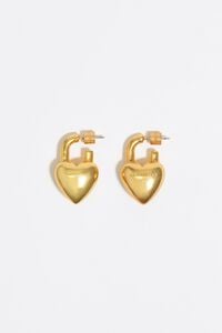 Matte gold padlock heart earrings