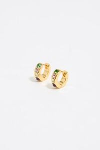 Pendientes aro mini cristales multicolores