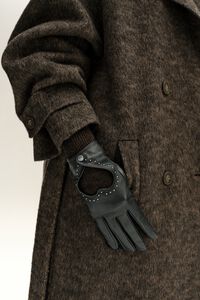 Black leather and knit glove