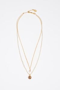 Brown logo crystal chain necklace