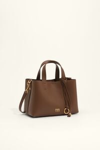 Bolso tote Chihuahua mediano piel marr&oacute;n dorado