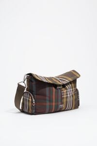 Large chocolate green tartan Pocket flap bag