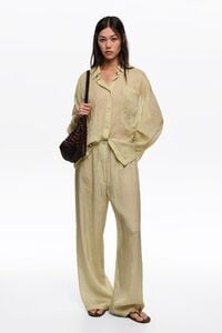 Olive mini Dots pleated oversize shirt