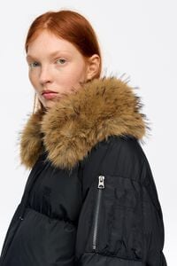 Donsjack bontkraag verstelbare zoom zwart