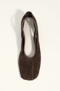 Pumps Spaltleder Braun und Strick
