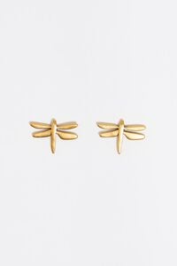 Matte gold-tone dragonfly earrings