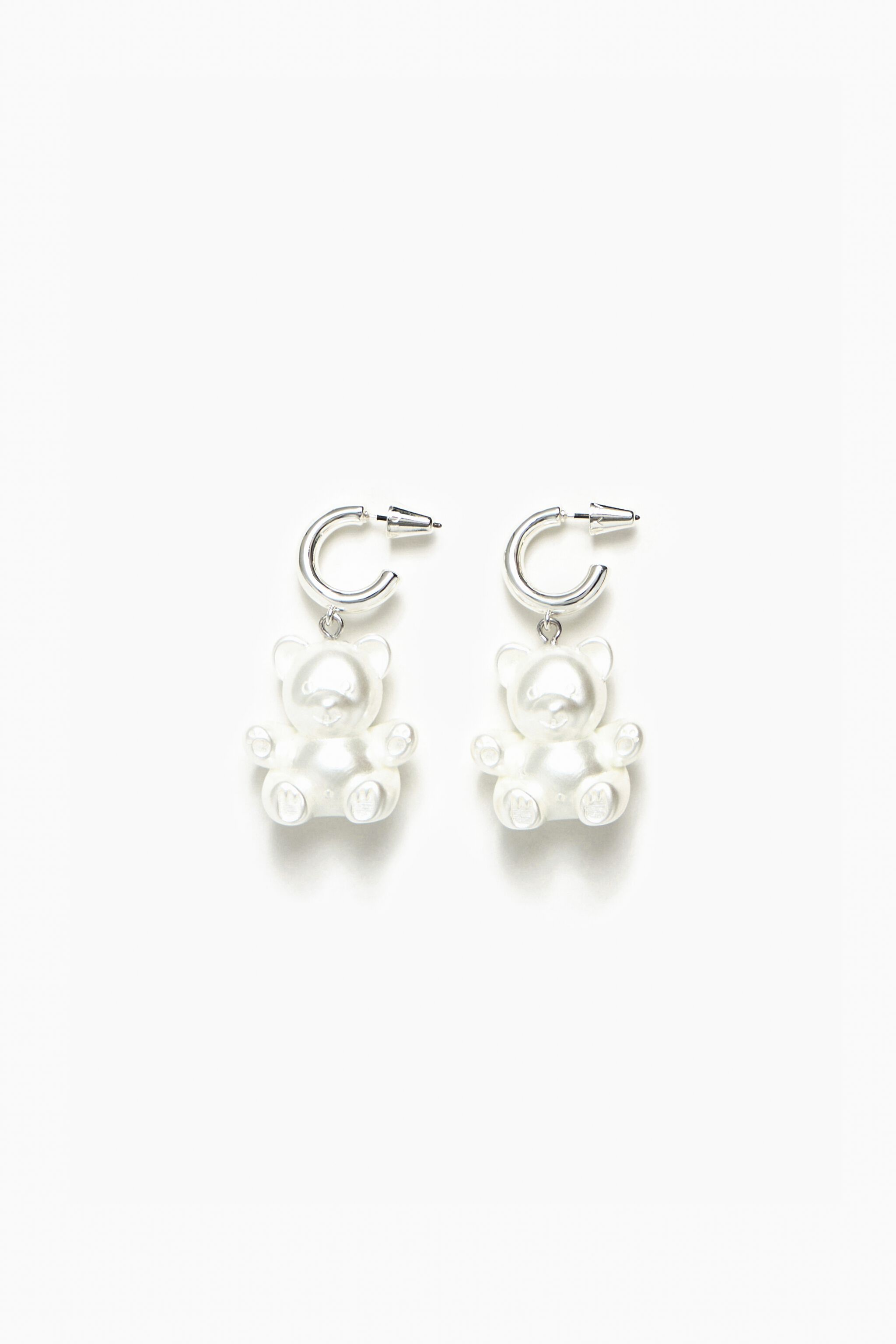 Pendientes aro oso perla