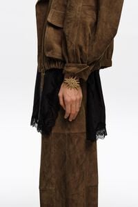 Sun bracelet with brushed gold texture