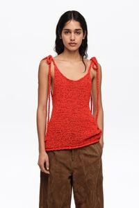 Red bow strap sweater