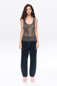 BARREL-Spodnie denim 5 kieszeni ciemnoniebieski odcień dżinsu