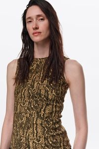Ocher mini Reptile fitted boat neckline top