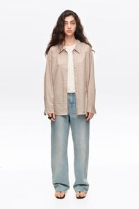 Sand checked low-cut shirt