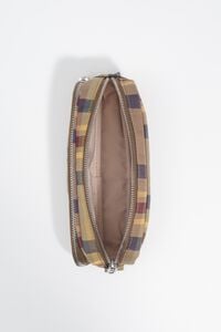 Estuche pocket jacquard tart&aacute;n caqui granate