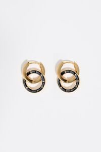 Black logo double-hoop earrings