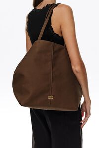 Bolso shopper maxi algod&oacute;n caqui oscuro