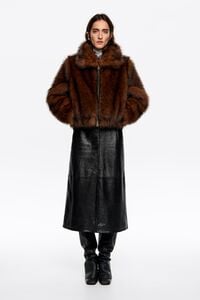 Short brown fur coat