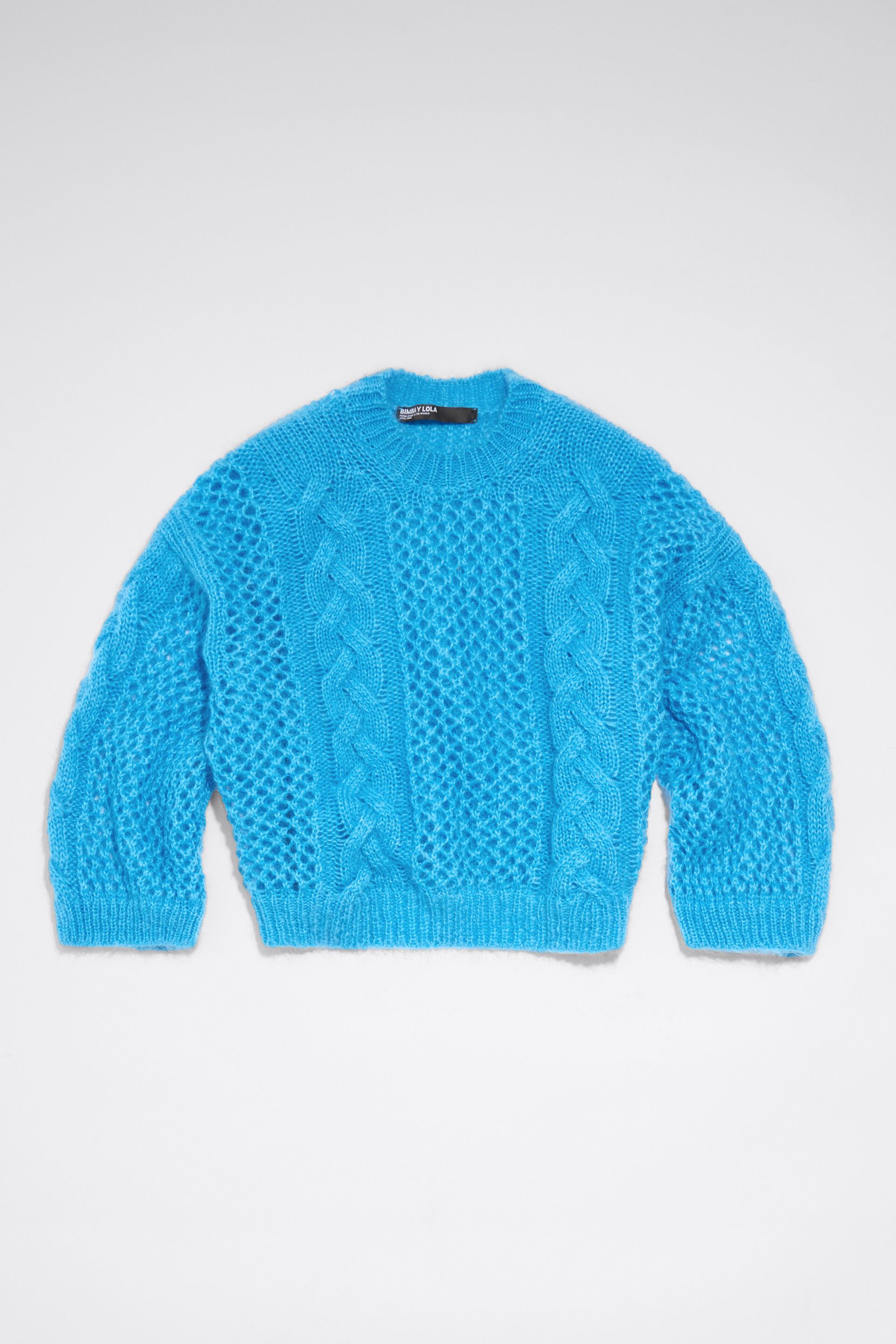 Blue mohair sweater open-knit