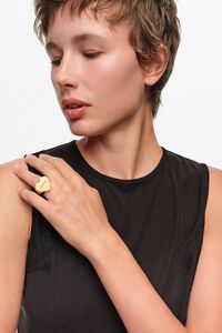 Multicolored logo gold heart ring