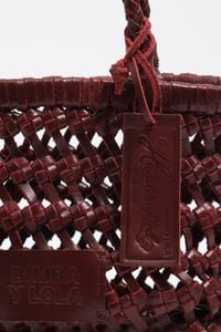 Dark cherry leather plaited mini bag