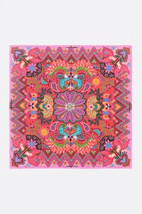 Pañuelo pájaros y miniestampados fresa