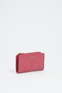 Cartera compacta trenzada rosa oscuro