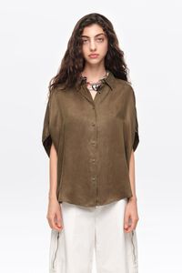 Khaki fluid cape shirt