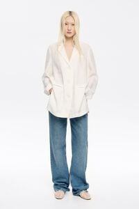 Chaqueta sastre lino pespuntes marfil