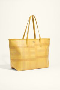 Mala shopper grande tecido tartan amarelo