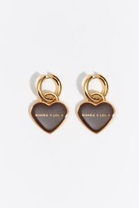 Brown heart logo hoop earrings