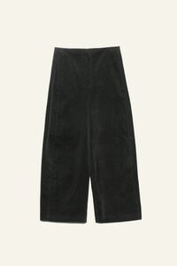 Dark gray corduroy barrel leg trousers