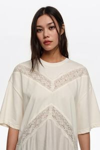 Ivory lace dual material dress